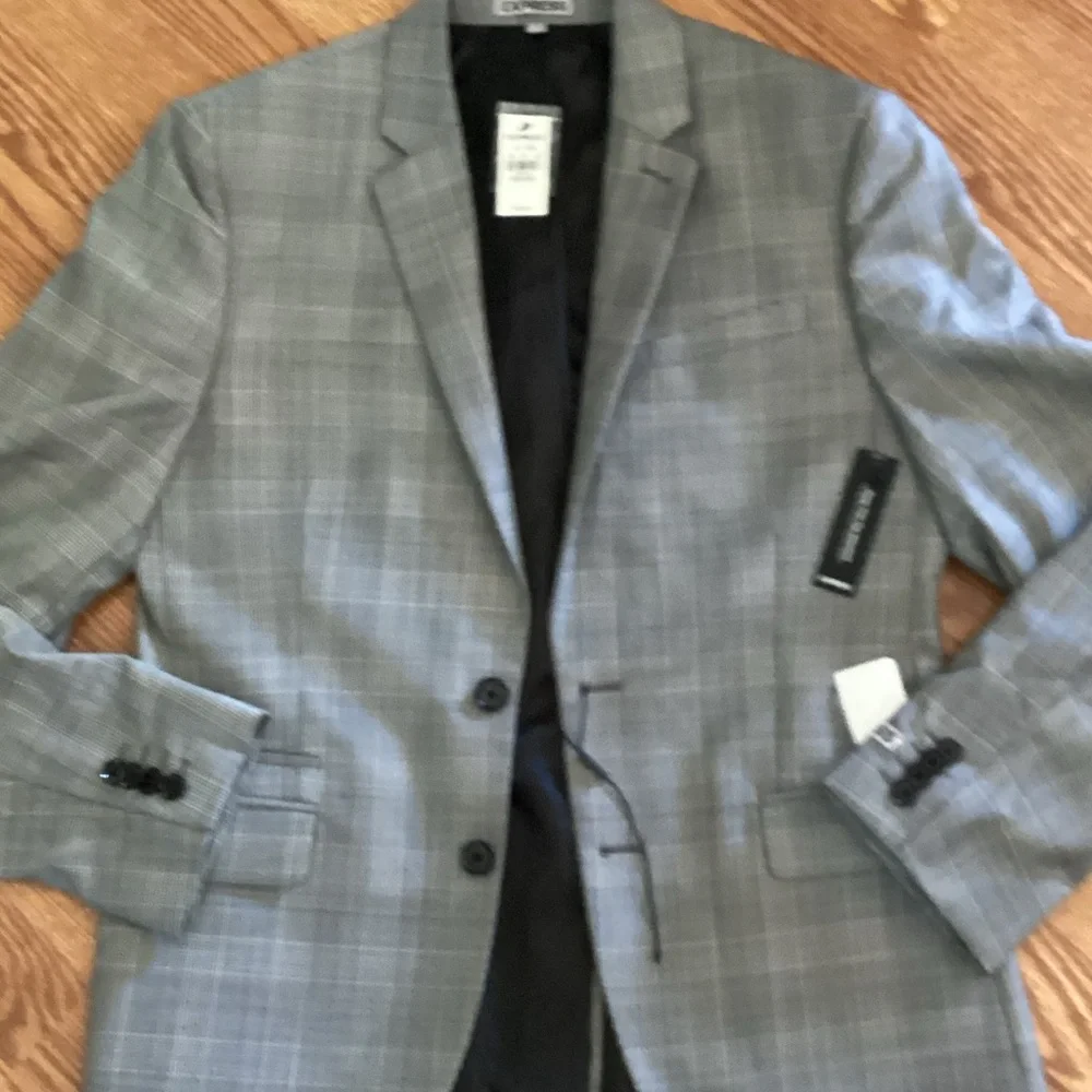 Express Men's Checkered Gray Blazer - Picture 7 of 7
